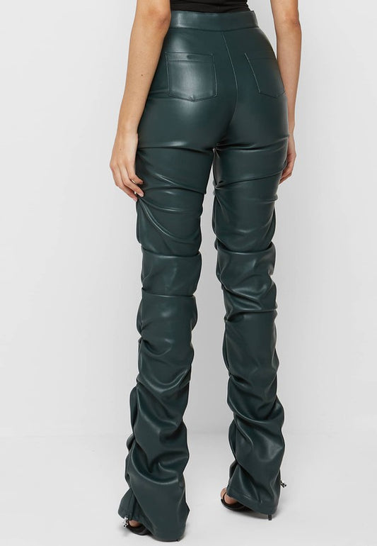 OLIVE FAUX LEATHER PANTS